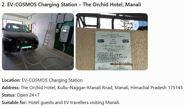 EV Charging station in Naggar Manali