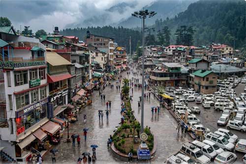 Mall Road Manali Rainy Day Photo