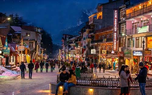 Mall Road Manali Night View Photo